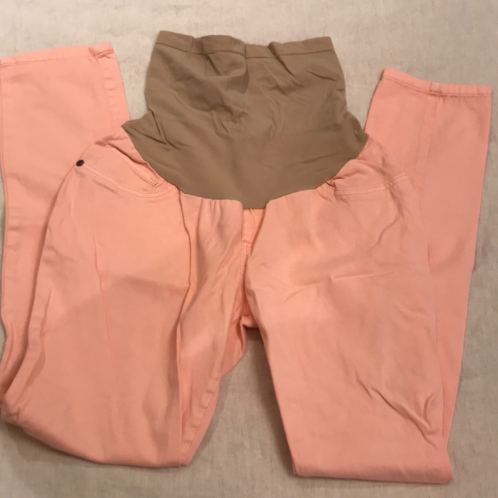 EUC coral skinny ankle maternity pants
